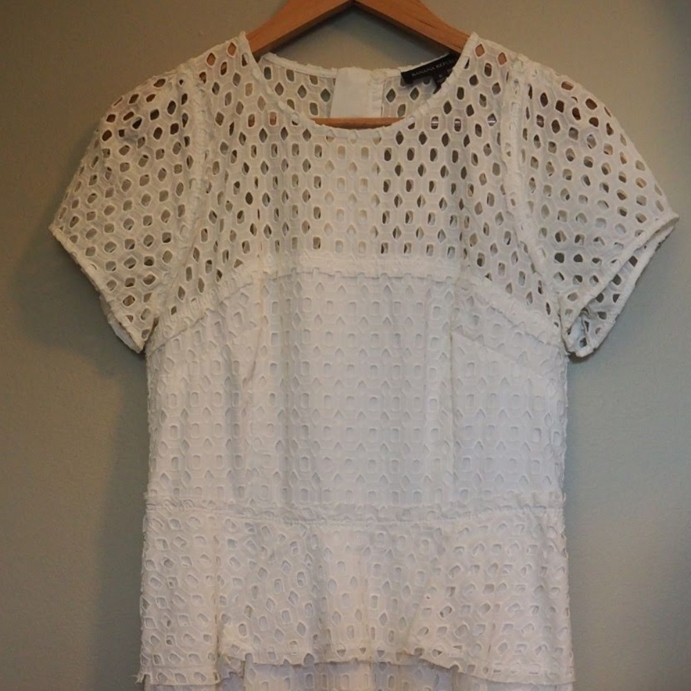White Banana Republic BR Short Sleeve Dress Size 6